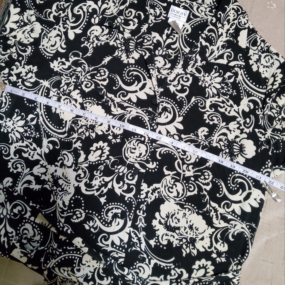 Dorby Woman Stretch Balck/Cream Boho Print Shift Dress Size 18W - Picture 5 of 9